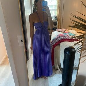 Pleated Cut out Cross Back Maxi Dress